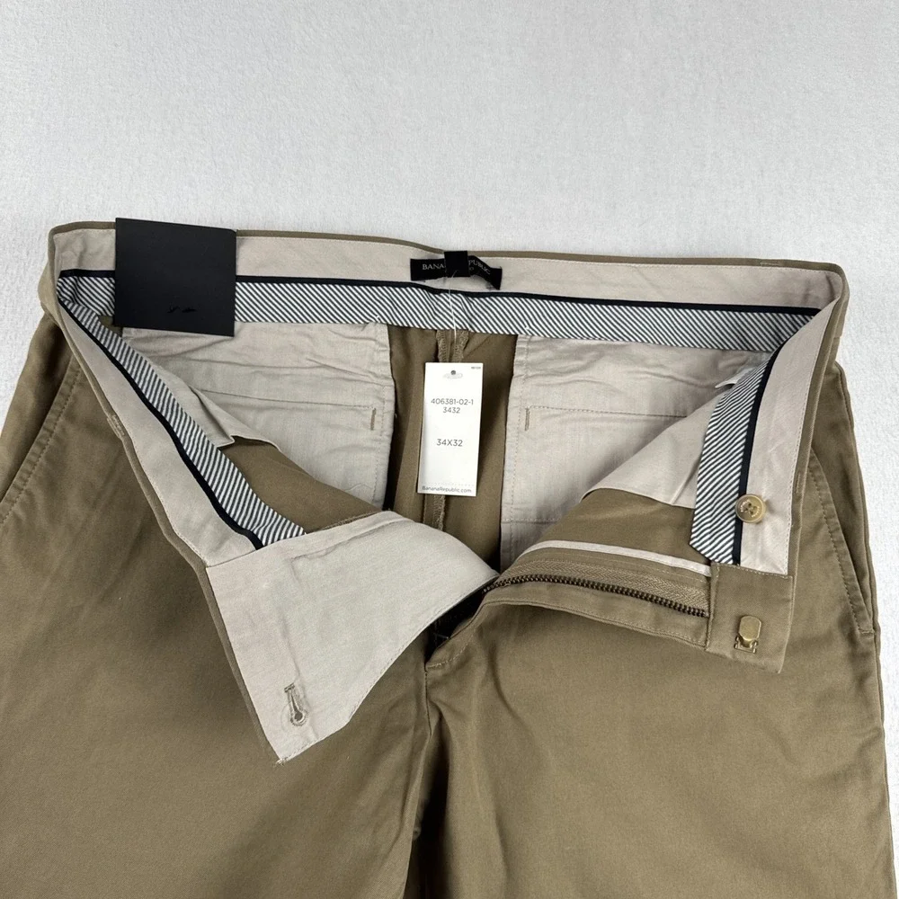 New! Banana Republic Aiden Chino Slim Fit Mens Pants 34*32 Brown Preppy Casual